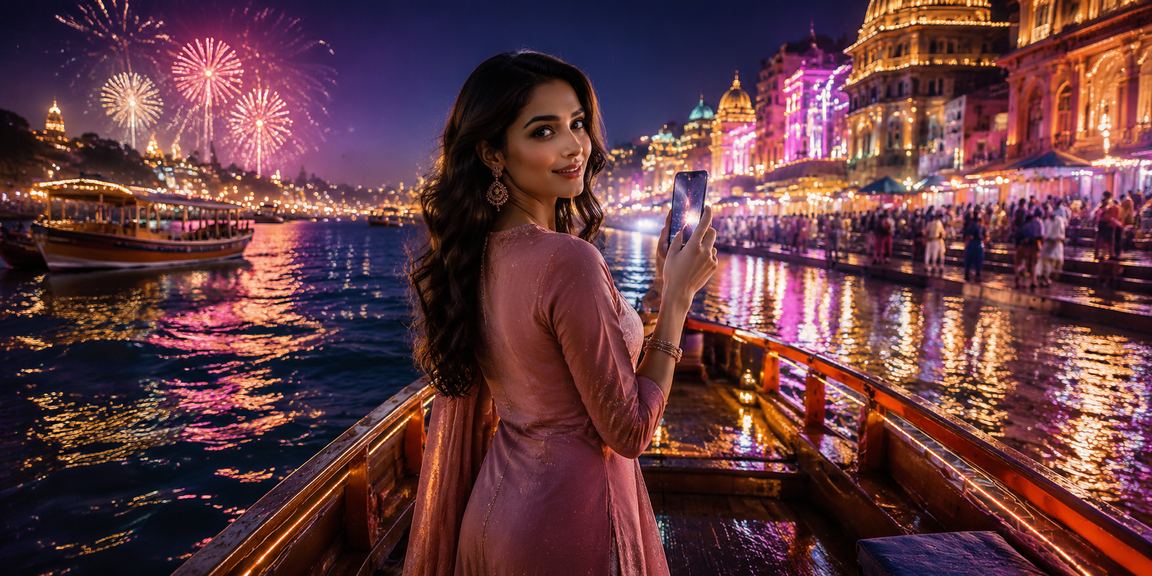 Indian woman registering on casino app via smartphone