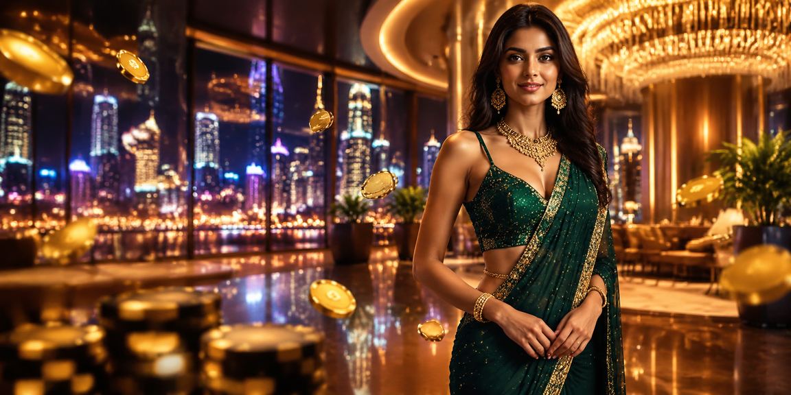Woman using mobile phone to play casino slots in India