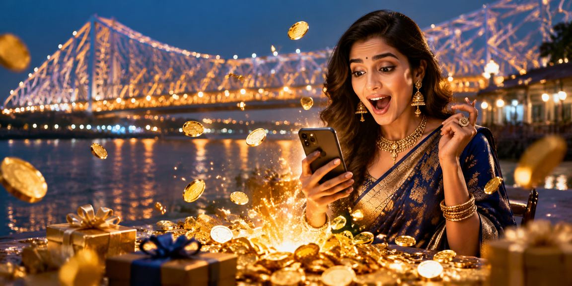 Mobile casino user at Howrah Bridge Kolkata